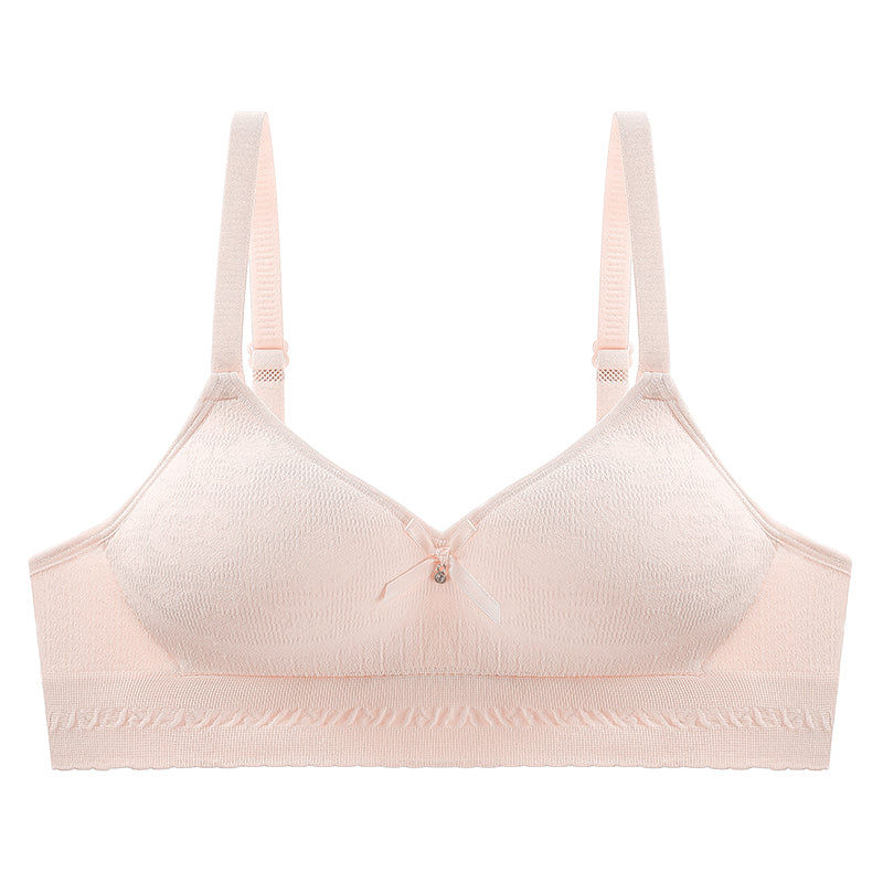 Light pink seamless bra combining breathability with a soft touch, providing gentle support