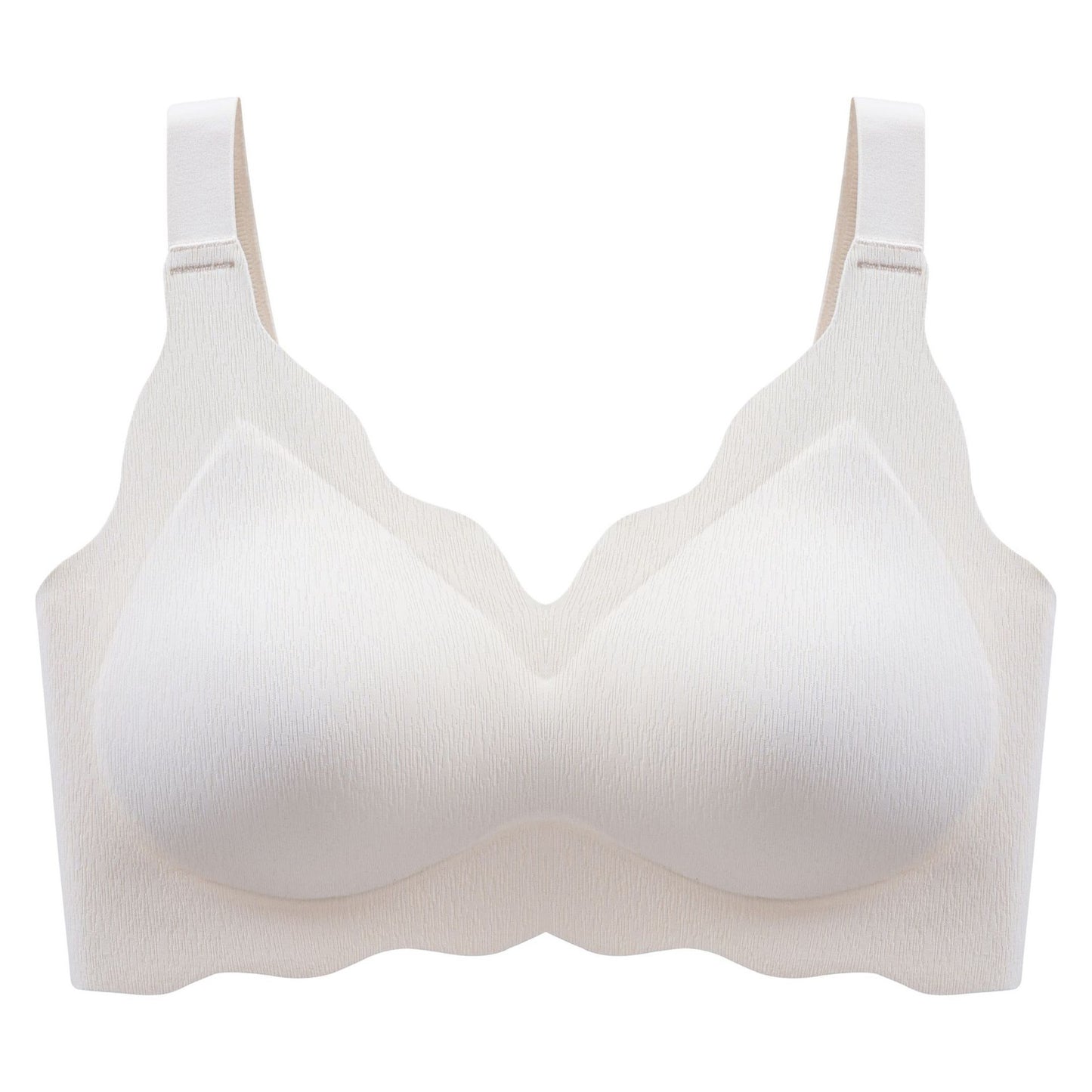Close-up of the pale yellow wireless bra with sculpted cups and heightened side support panels by ucharm bras