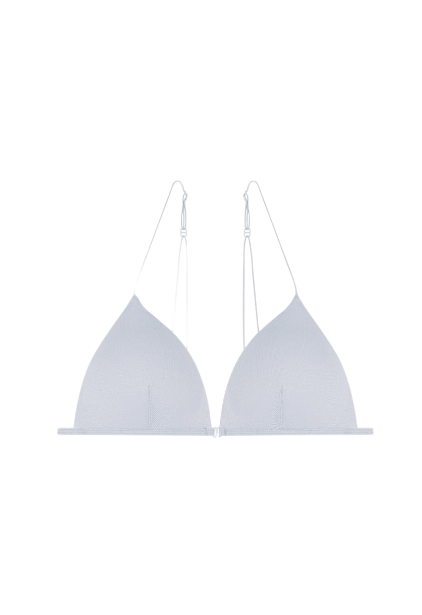 Light Grey Front Closure Triangle Bra with adjustable spagattie strap straps