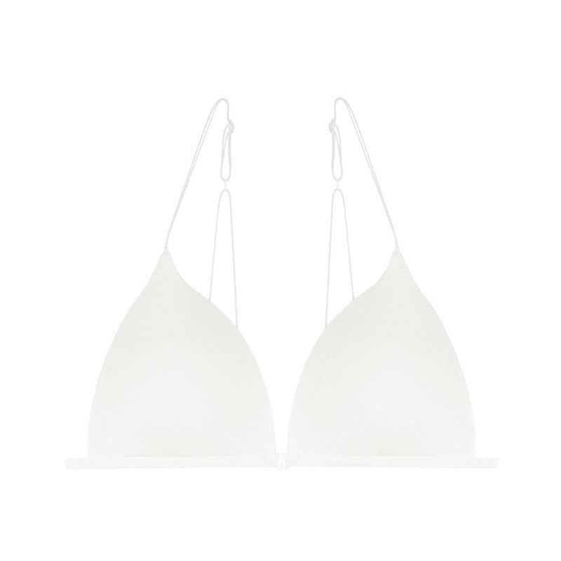 white spagattie straps bra with font closing