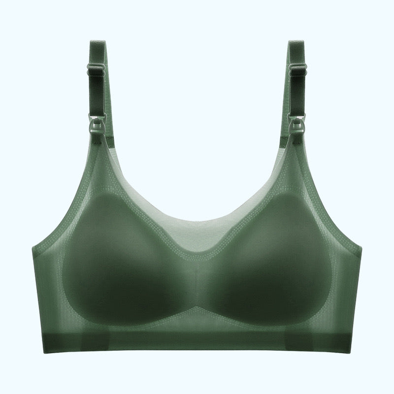 Olive Green Nursing Bra with Easy-Access Clips for nursing