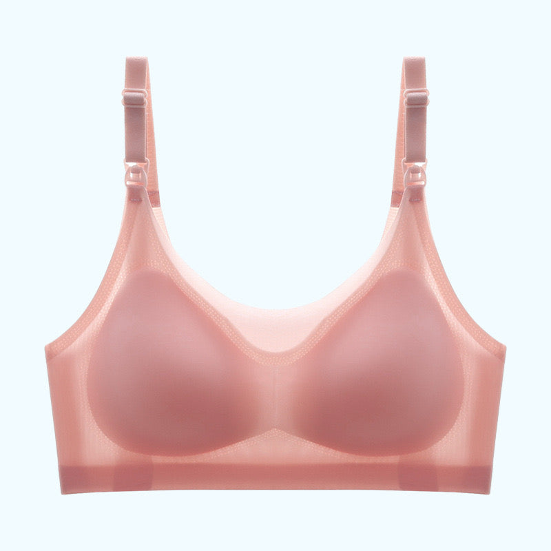 Pink Seamless Nursing Bra with Thin Cups with front opening hook for easy breast feeding