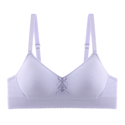 Skin-friendly lilac bra with breathable seamless lining, offering a comfortable and soft wearing experience