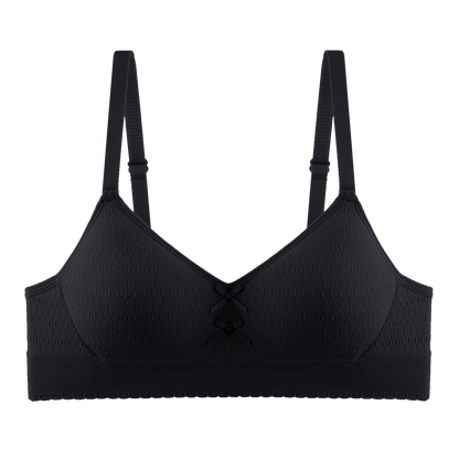 Soft fabric black bra with breathable seamless lining for ultimate comfort and skin-friendly wear