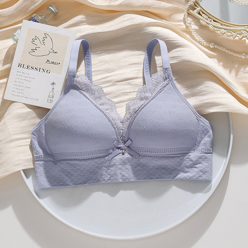 Lavender seamless knit bra combining youthful charm with lightweight comfort and style.