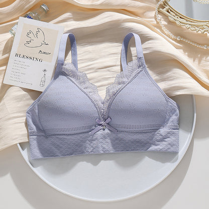 Lavender seamless knit bra combining youthful charm with lightweight comfort and style.