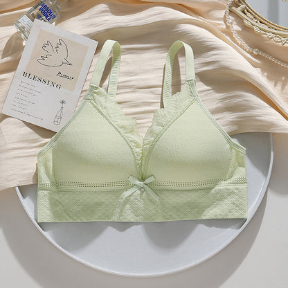 Lightweight and comfortable seamless knit bra in mint, perfect for stylish youthful lingerie.