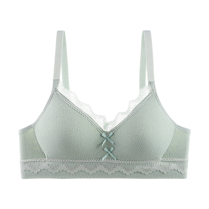 Cozy mint green bra with shape-enhancing and anti-sagging properties for daily wear.