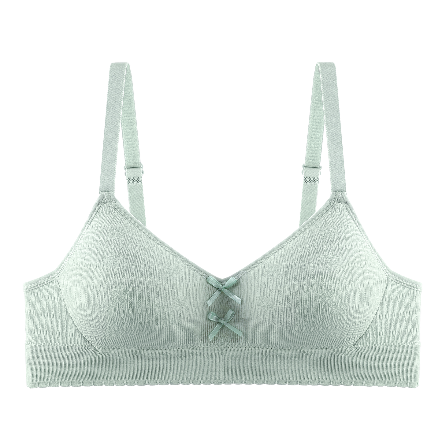 Refreshing mint green bra with a soft touch, breathable seamless lining for comfortable, skin-friendly wear