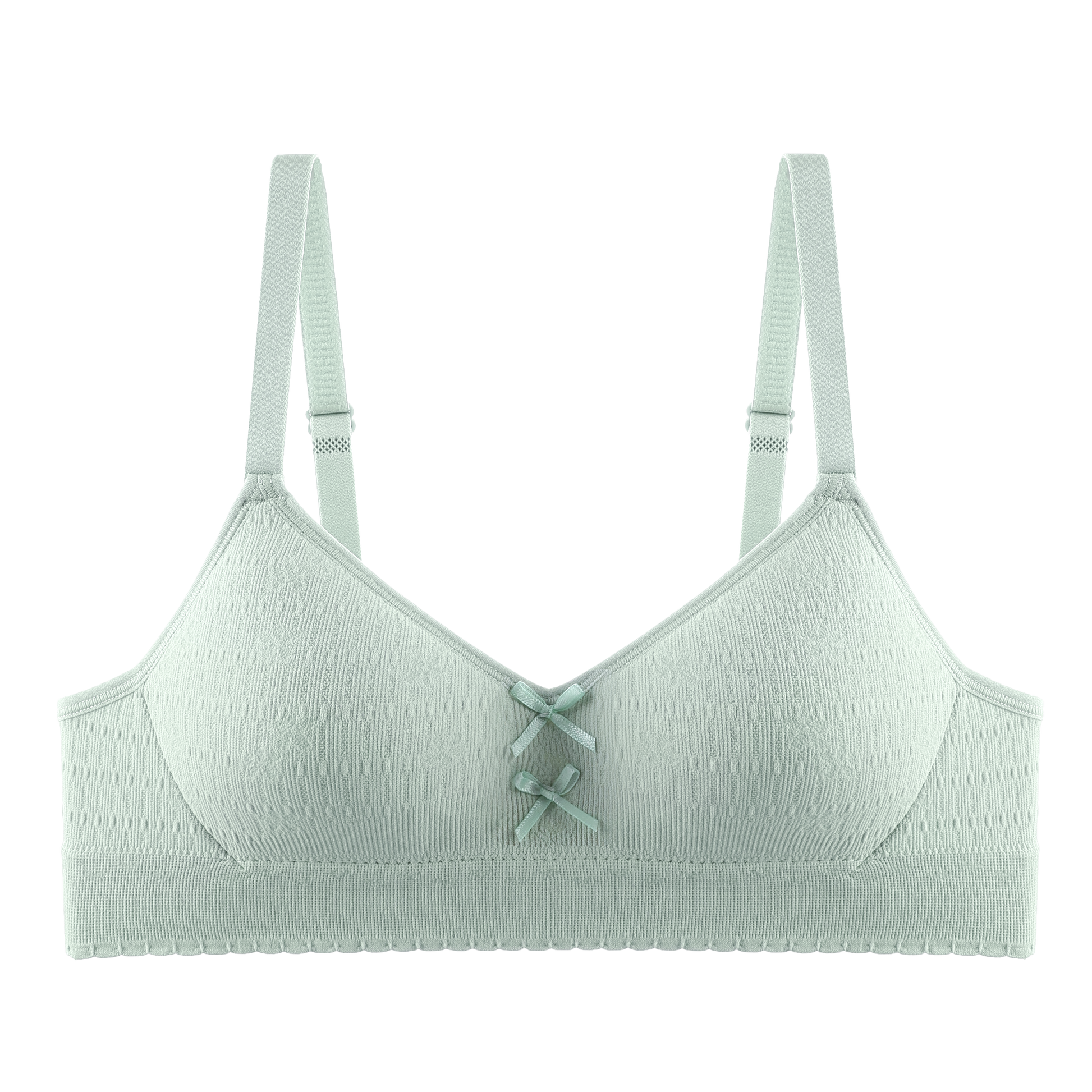 Refreshing mint green bra with a soft touch, breathable seamless lining for comfortable, skin-friendly wear