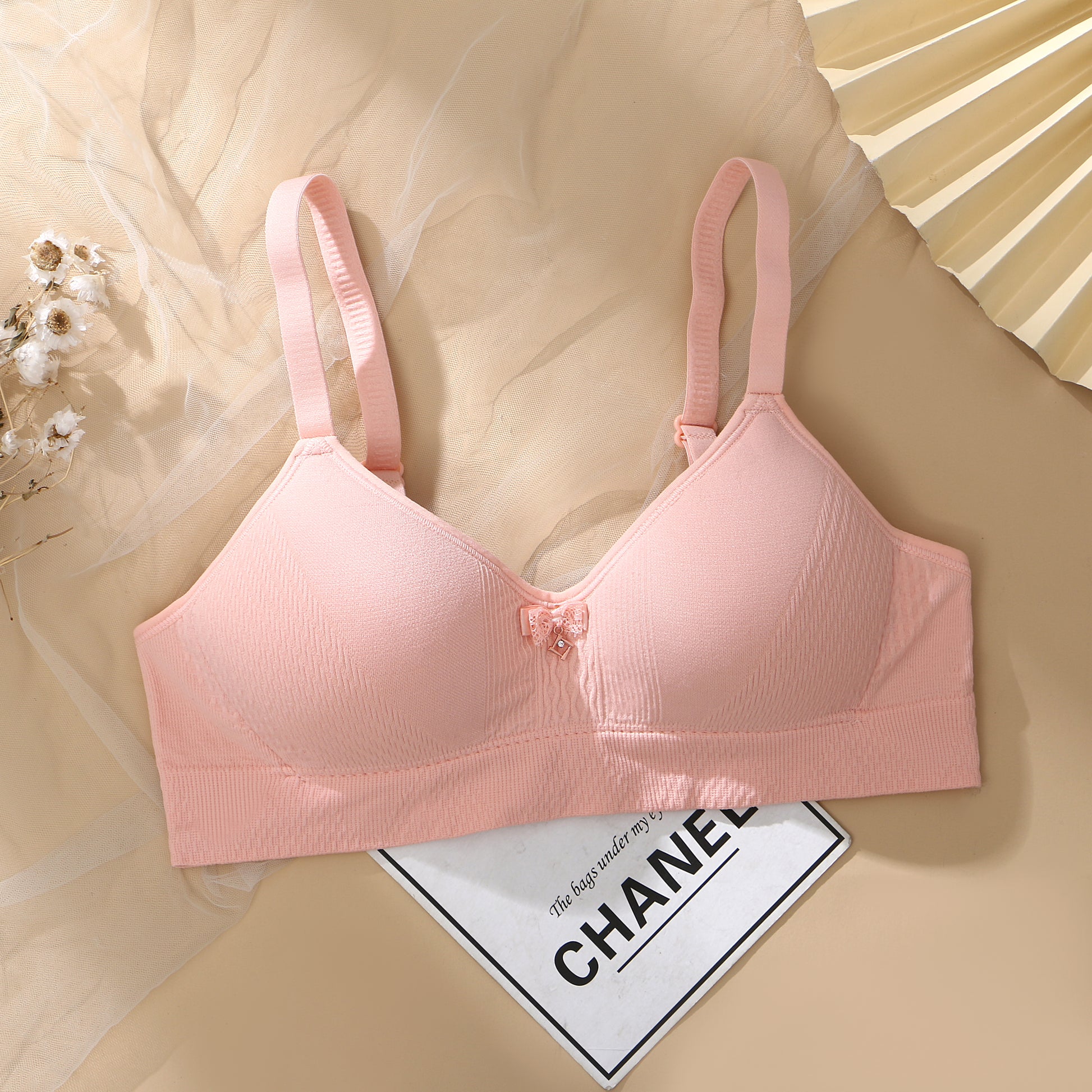 Lavender soft-fit bra with a structured cup for comfortable wear, featuring breathable material.