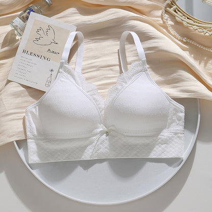 White seamless knit bra for youthful and stylish lingerie, designed for lightweight comfort.