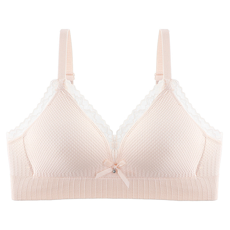 Chic and supportive gathered bra in soft gray, comfortable against the skin, prevents sagging