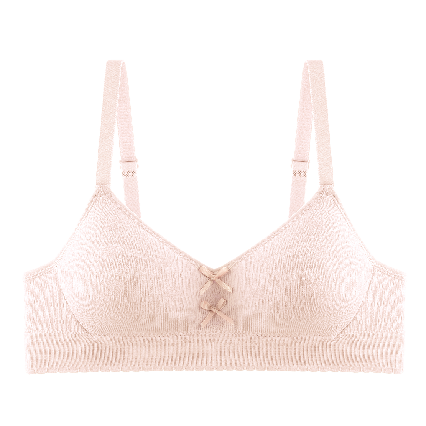 Comfortable skin-friendly pink bra with a soft fabric and breathable seamless lining for young girls