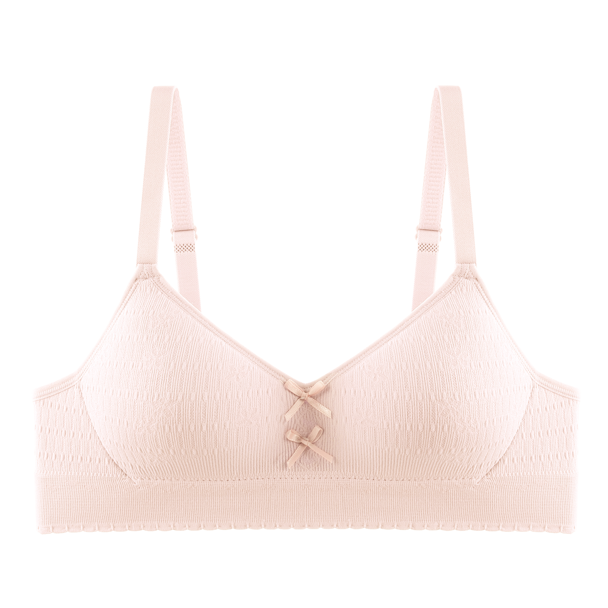 Comfortable skin-friendly pink bra with a soft fabric and breathable seamless lining for young girls