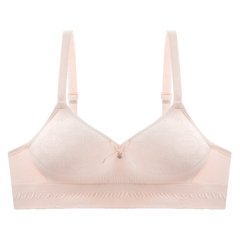 Light pink seamless bra combining breathability with a soft touch, providing gentle support