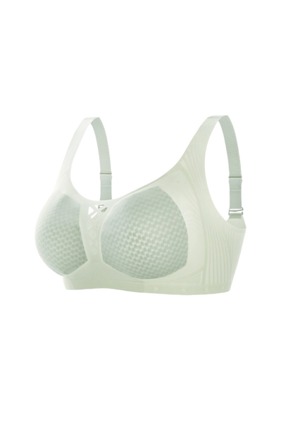 Summer ultra thin bra with breathable padding cup and adjustable straps in green color 