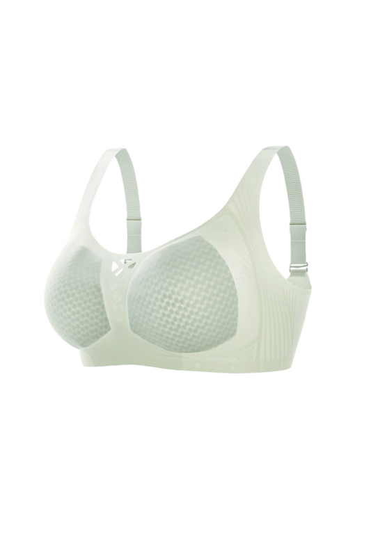 Summer ultra thin bra with breathable padding cup and adjustable straps in green color 