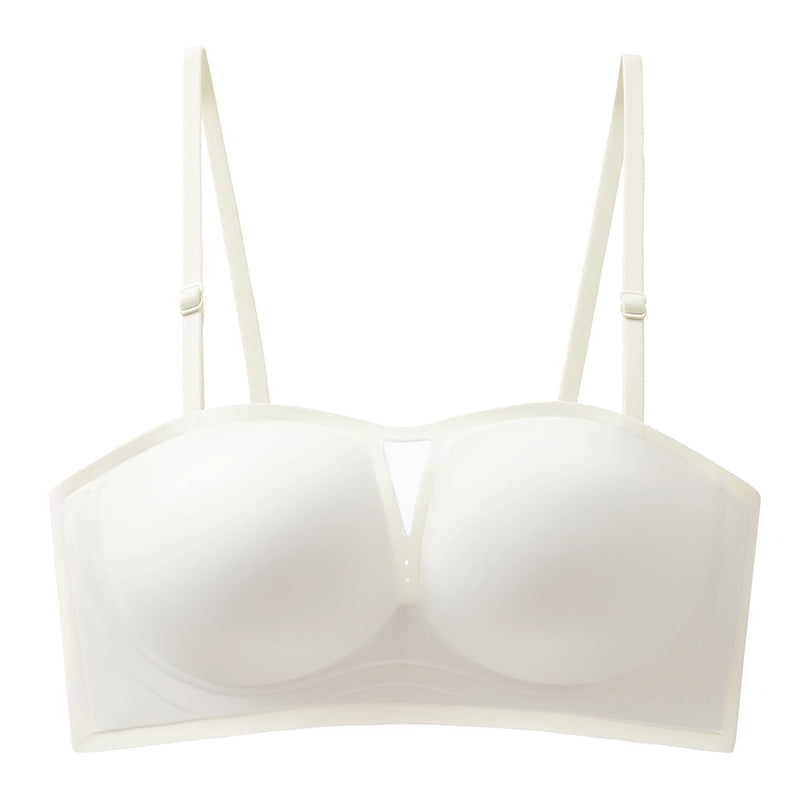 White bandeau bra with fixed cup by ucharm bra