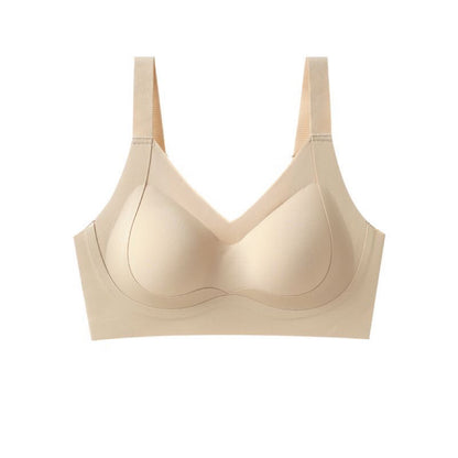 Plus size, light yellow sports bra by Ucharm with enhanced support, wide straps, and full coverage design for superior comfort.