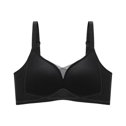 Black push-up bra for women with mesh core, strong side support and adjustable straps