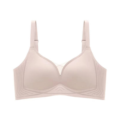 Wireless push up bra with mesh core and strong side support in nude pink color made by ucharm bras