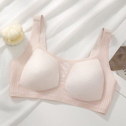 Nude pink seamless summer bra with natural shape support, made by UCharm Bras.