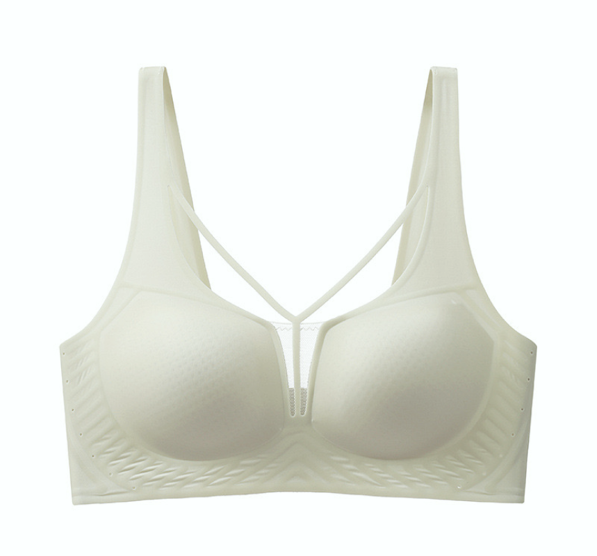 Innovative cut-out design Breathable Bra in white, for cool dry wear, made by UCharm Bras.