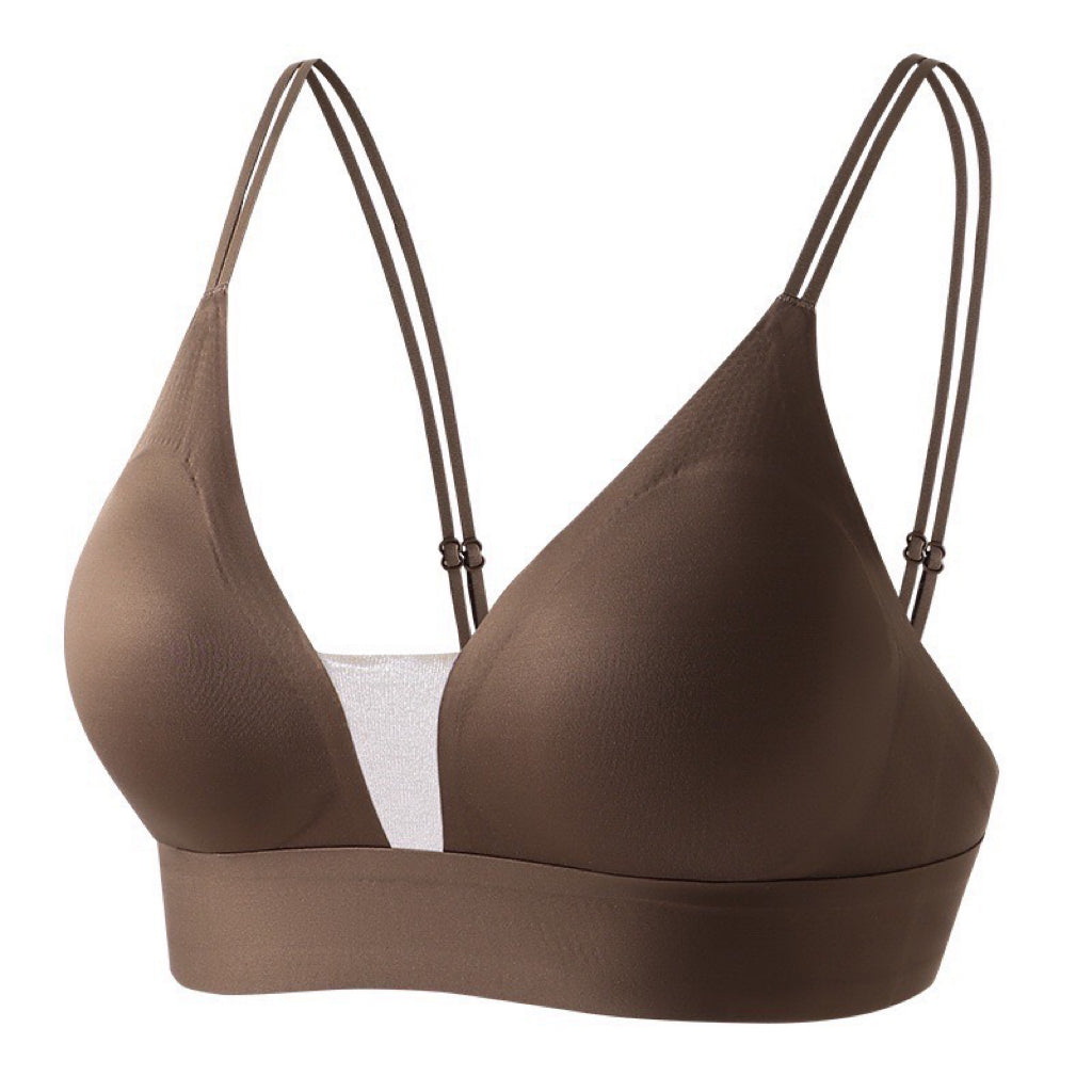 Brwon Shock-absorbing Lace Bra with adjustable straps for a perfect fit, made by UCharm Bras.