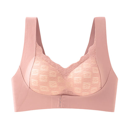 Elegant rose colored bra with enhanced side coverage and a stylish U-shaped back, ideal for larger sizes.