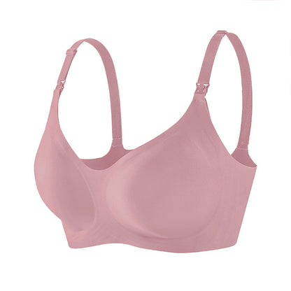 a soft-pink nursing bra with jelly strip support and single-hand unbutton feature made by ucharm bras