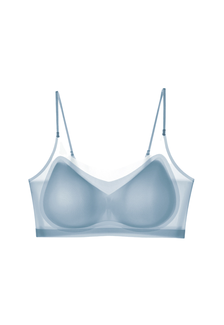 Front view of a black ultra-thin wireless bra with seamless edges and sweat-wicking fabric by ucharm bras