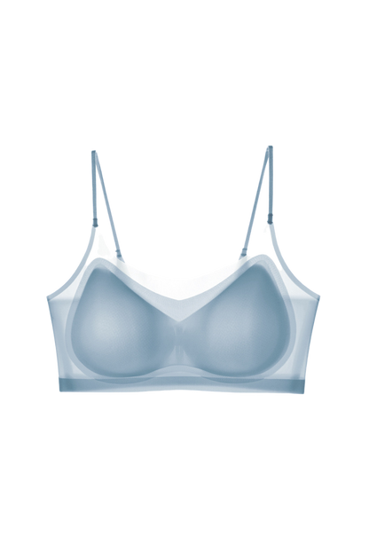 Front view of a black ultra-thin wireless bra with seamless edges and sweat-wicking fabric by ucharm bras