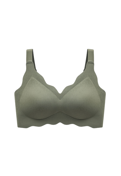 Pale Green seamless wireless bra with sculpted cups and heightened side support panels for a sleek look