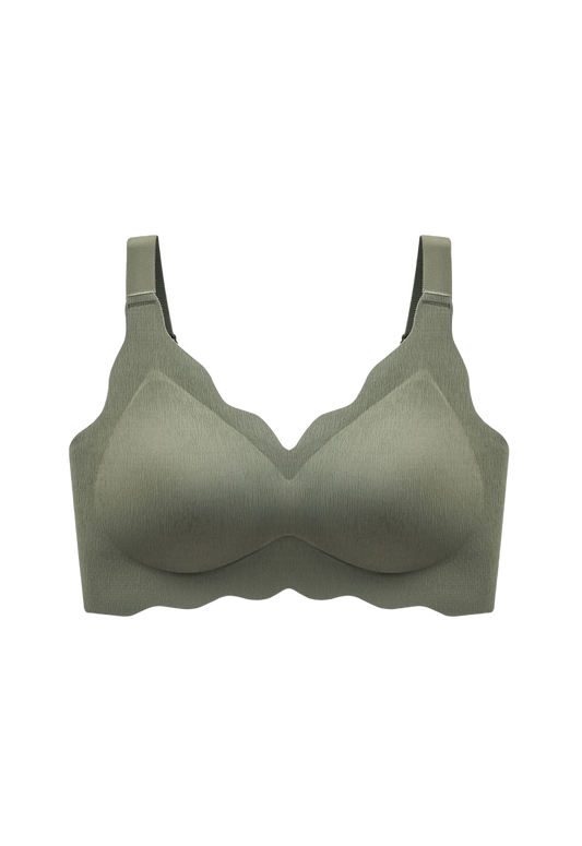 Pale Green seamless wireless bra with sculpted cups and heightened side support panels for a sleek look