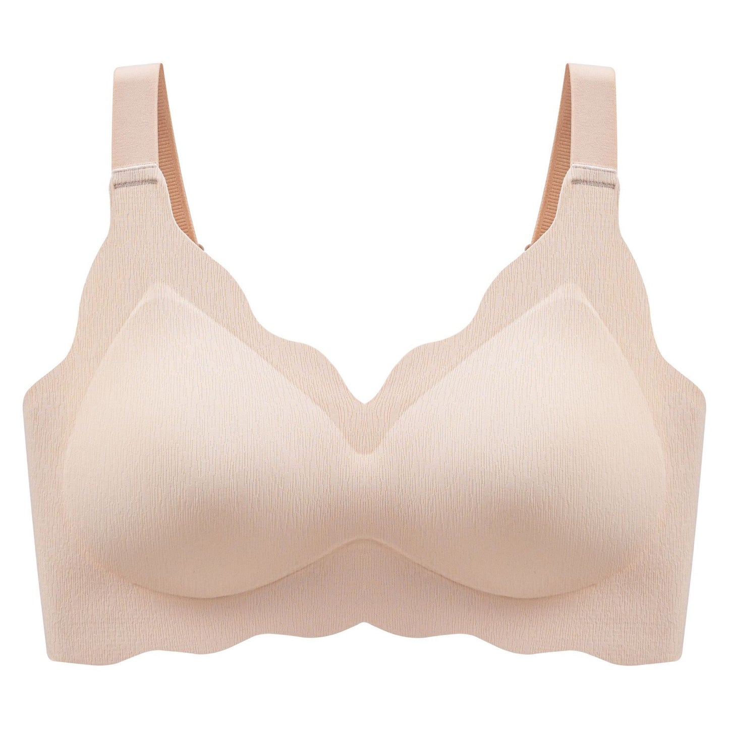 Wireless bust Minimizer in nude pink with sculpted cups and heightened side support panels by ucharm bras