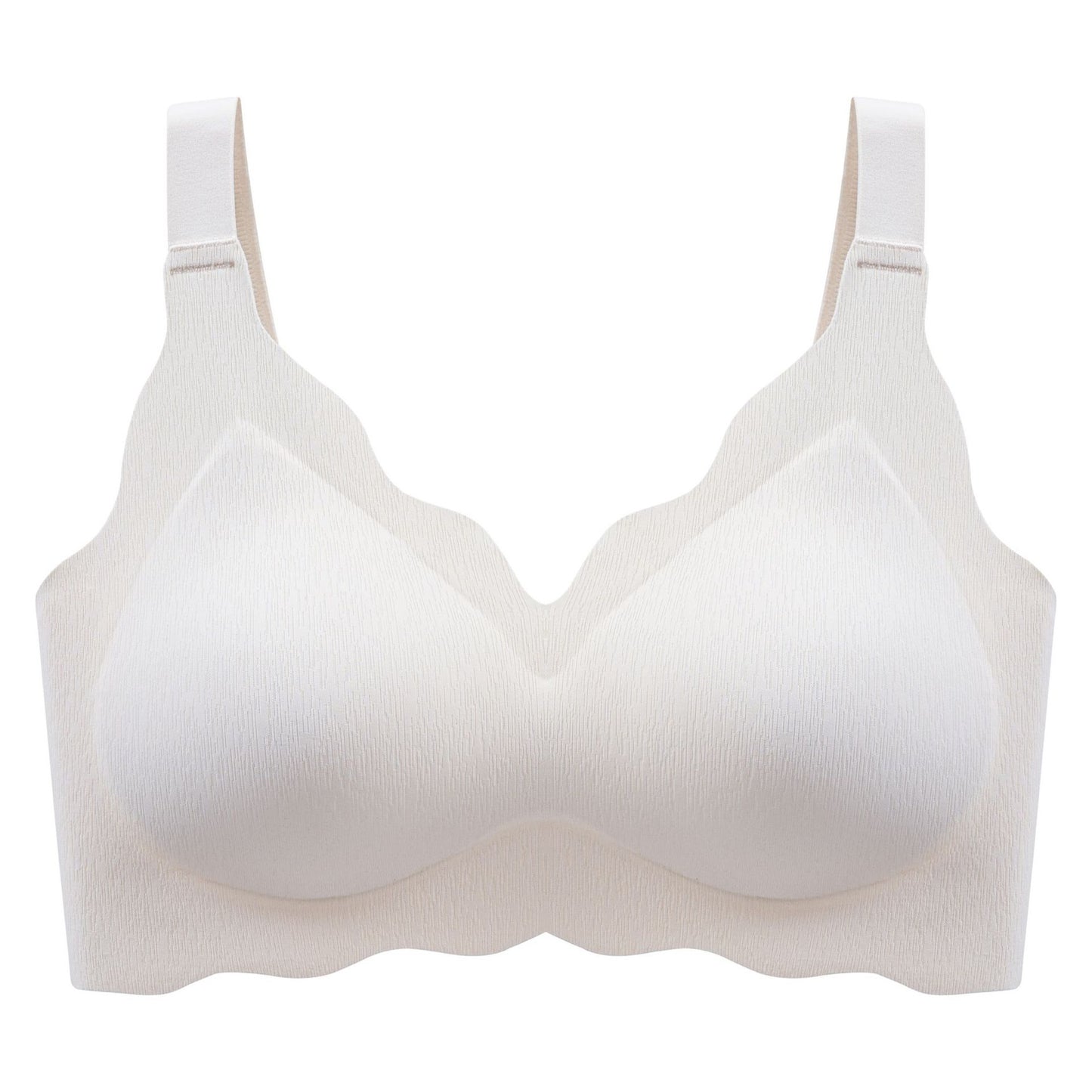 Close-up of the pale yellow wireless bra with sculpted cups and heightened side support panels by ucharm bras