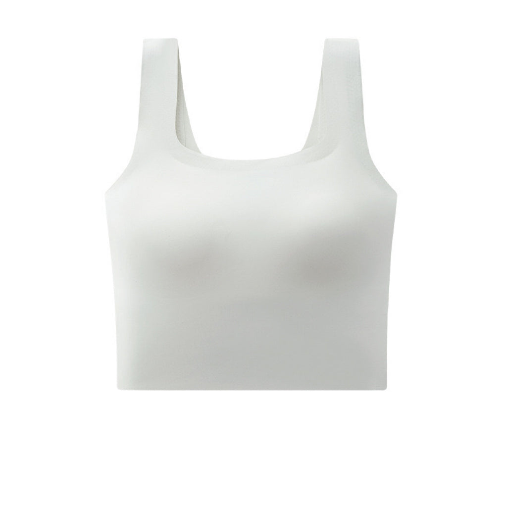 Close-up of the white training bra for girls emphasizing the seamless design