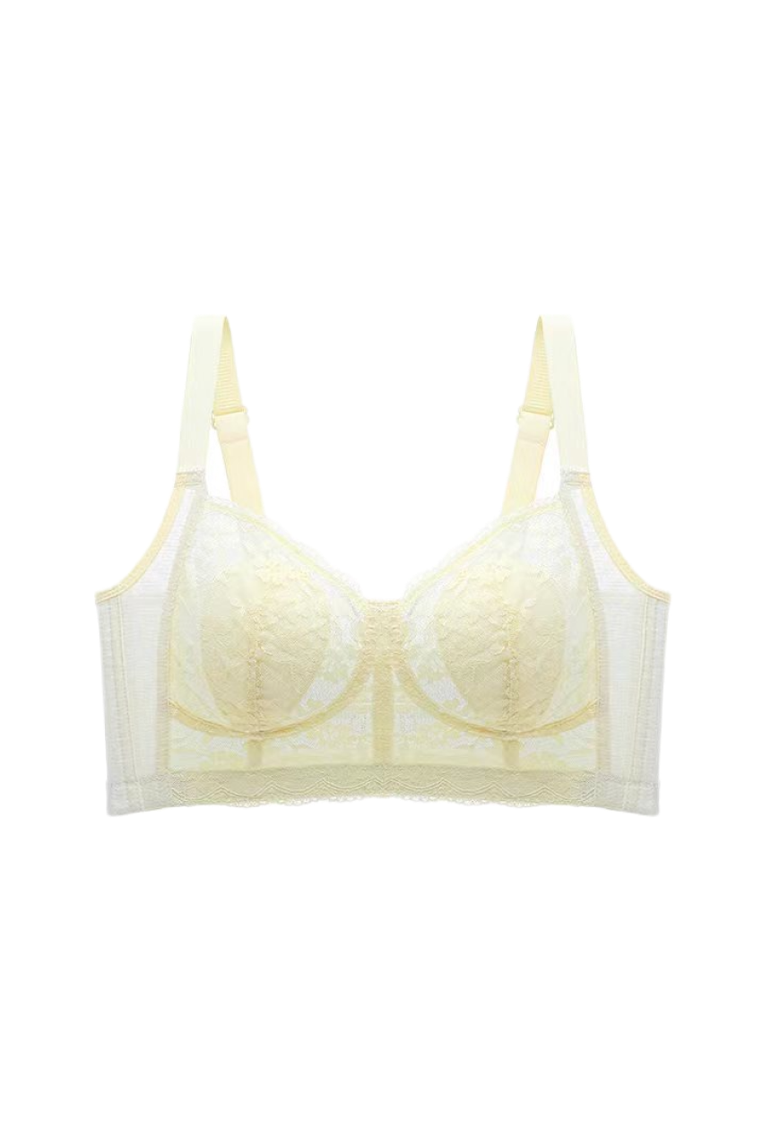 Yellow lace wireless bra with breathable rabbit ear padding from ucharm bras