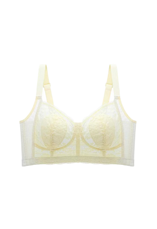 Yellow lace wireless bra with breathable rabbit ear padding from ucharm bras