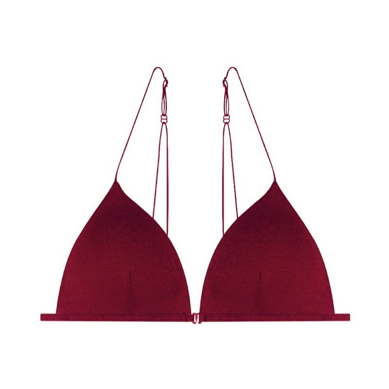 Burgundy Front Closure Triangle Thin Cup Bra from Ucharm Bras