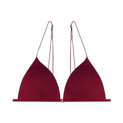 Burgundy Front Closure Triangle Thin Cup Bra from Ucharm Bras