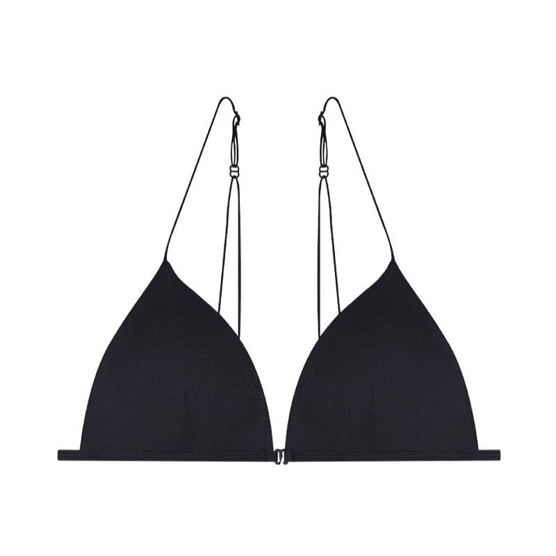 Black Front Closure Triangle Bra with Thin Straps from Ucharm Bras