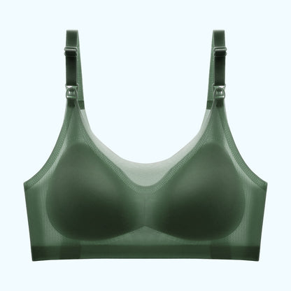 Olive Green Nursing Bra with Easy-Access Clips for nursing 