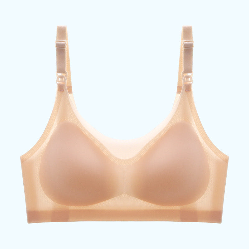 Beige Ultra-Thin Wireless Nursing Bra with Adjustable Straps from Ucharm Bras