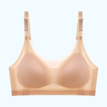 Beige Ultra-Thin Wireless Nursing Bra with Adjustable Straps from Ucharm Bras