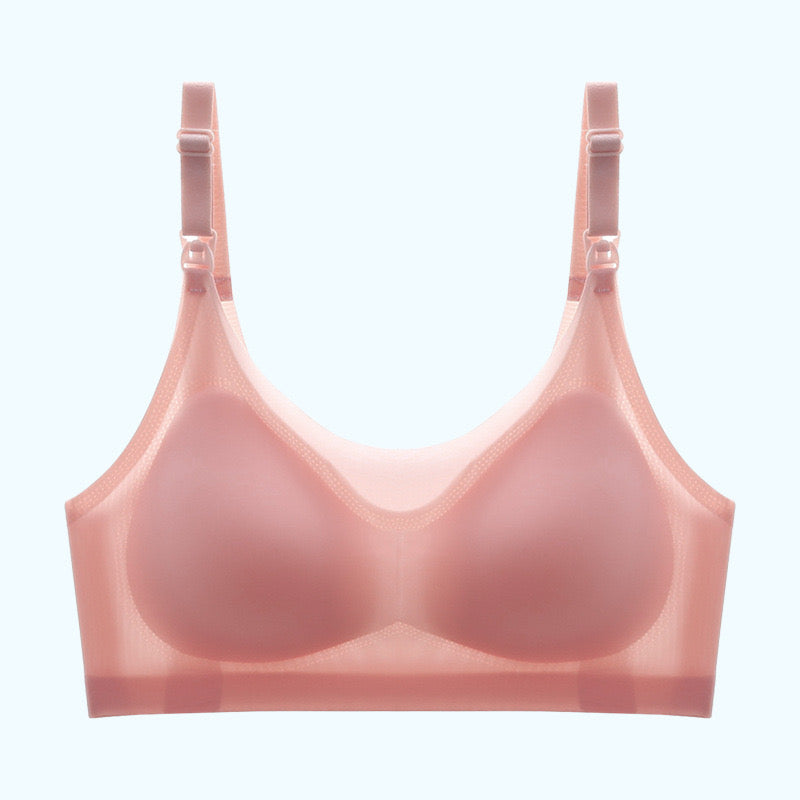 Pink Seamless Nursing Bra with Thin Cups with front opening hook for easy breast feeding