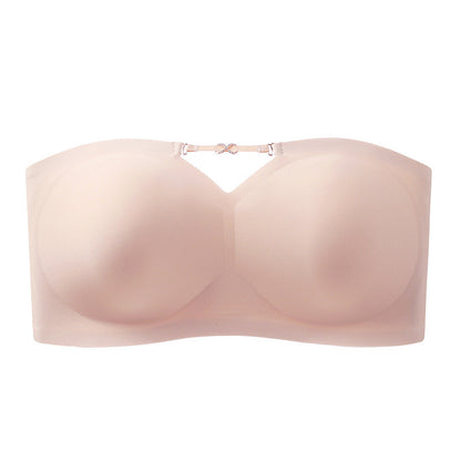 pink wireless bandeau push up bra without straps