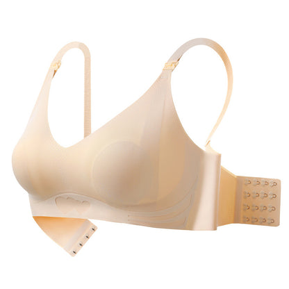 Vanilla cream fixed cup nursing bra showcasing adjustable straps and back closure