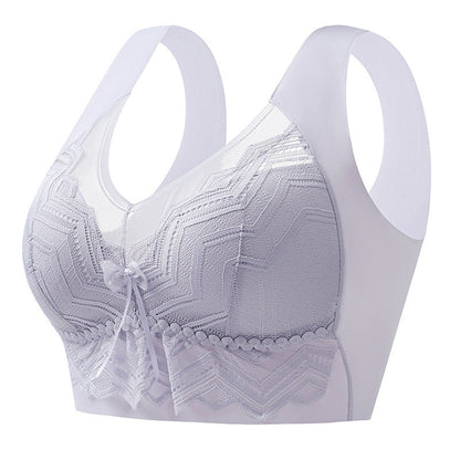 lace supportive bra with unique back design and bow detail for plus size women